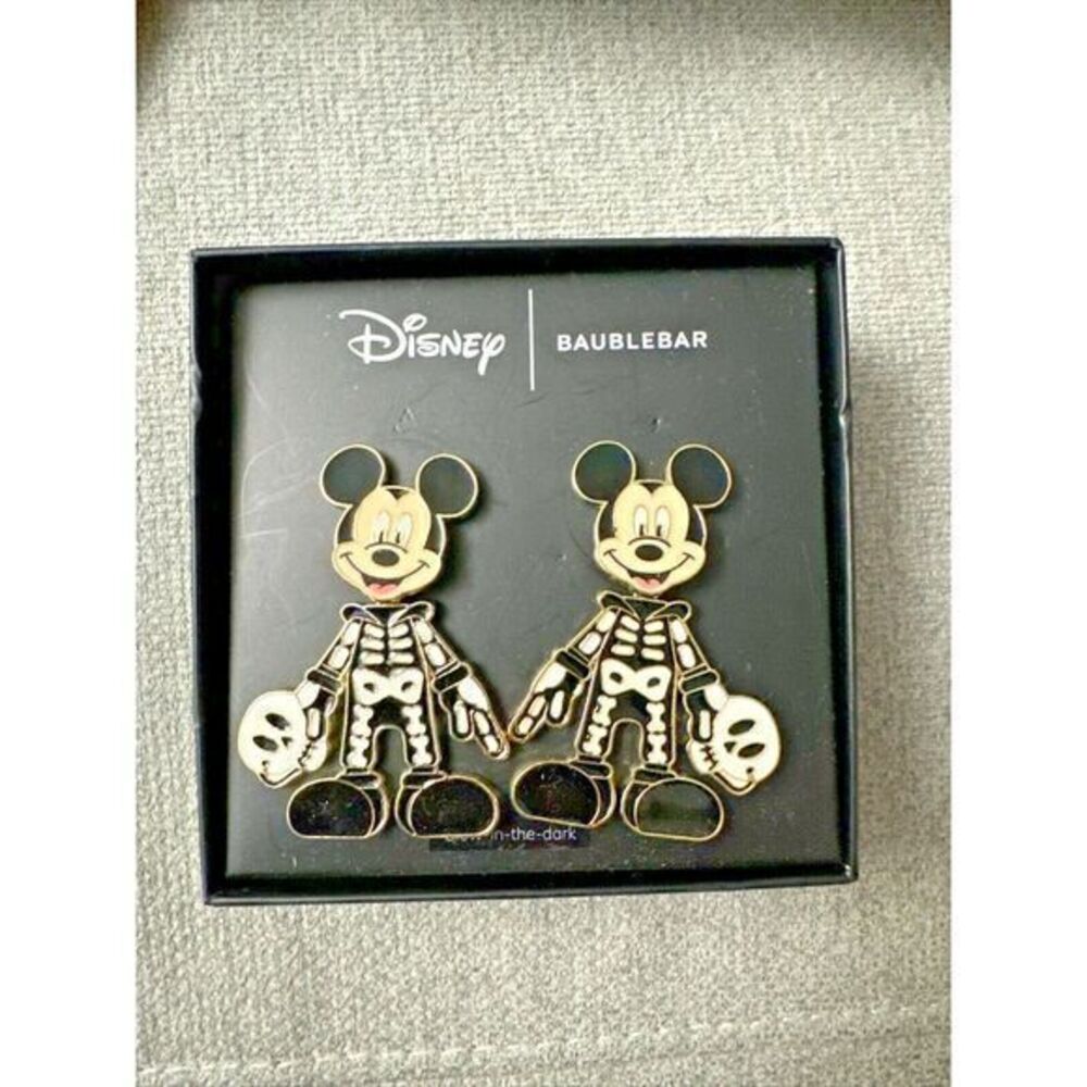 Baublebar x Disney Mickey Mouse Halloween Skeleton Costume Glow In Dark Earrings